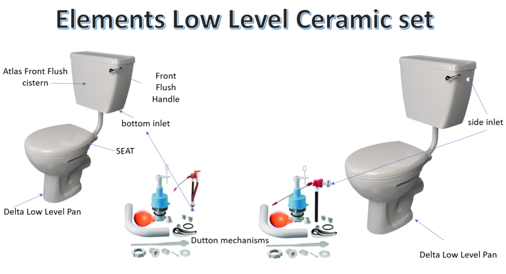 ELEMENTS CERAMIC LowLevel Set, Excluding Seat (Front Flush, Bottom Inlet) Lecico