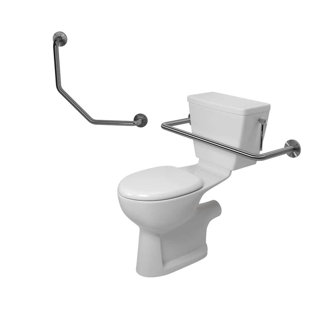 Atlas (Raised Height) Paraplegic CloseCouple Combo Toilet and 2x Grab