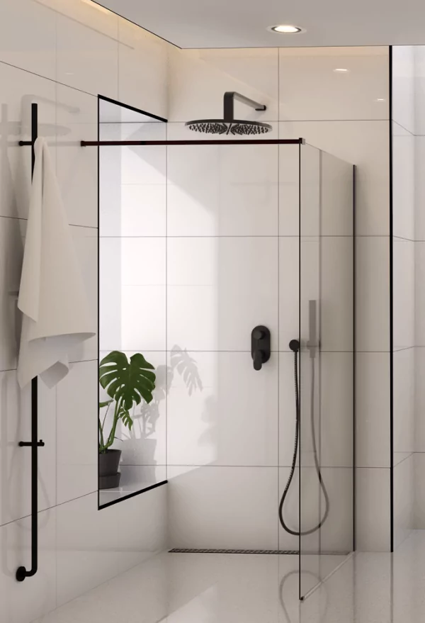 Barriera Wall Mounted Shower Screen Black - Image 2