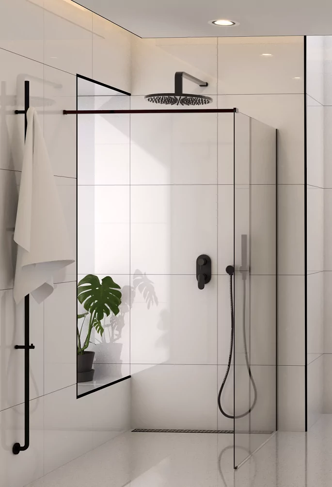 Barriera Wall Mounted Shower Screen Black - Image 2