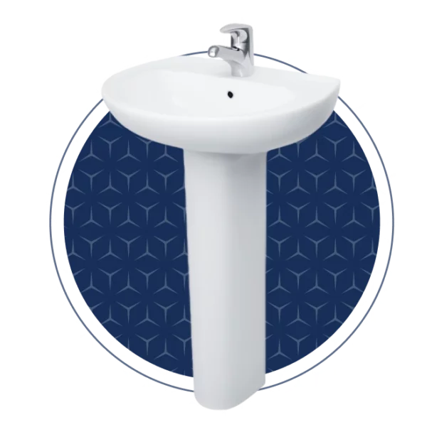 Atlas 50cm Basin Pre punch with Atlas Full Pedestal