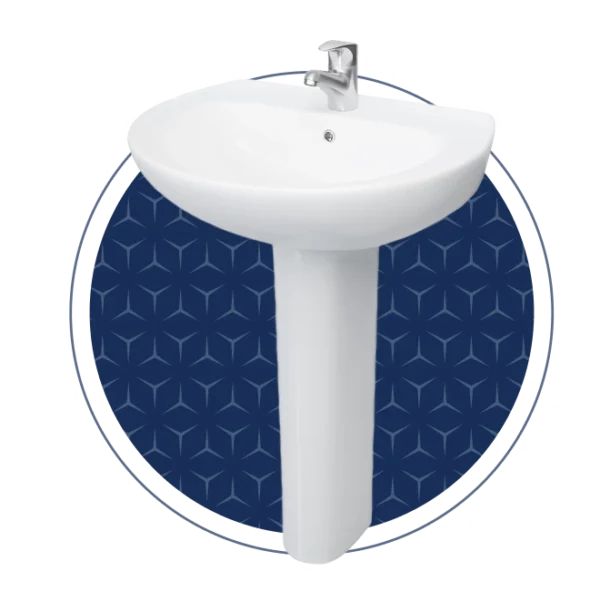 Atlas 55cm Basin 1TH with Atlas Full Pedestal