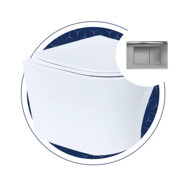 Stile Rimless WHP Combo With Soft Close Seat, Concealed Cistern And Actuator Plate: Chrome