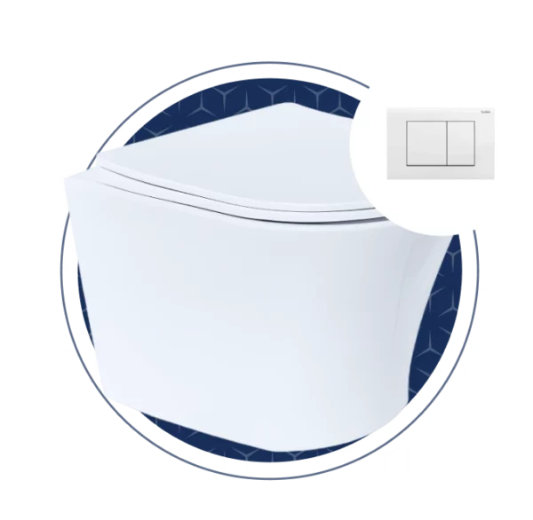 Stile Rimless WHP Combo With Soft Close Seat, Concealed Cistern And Actuator Plate: White