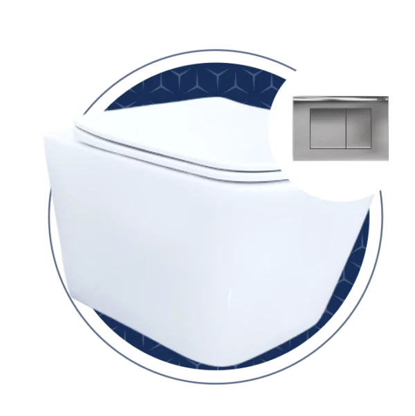 Volta Rimless WHP Combo With Soft Close Seat, Concealed Cistern And Actuator Plater: Chrome