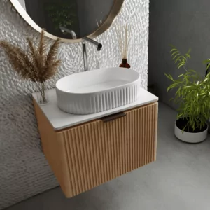 Comfort Ribbed 600mm WH Oak Cabinet 1 Drawer - Image 2