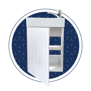 Comfort Cloakroom Ribbed 420mm Wall Hung White Cabinet & Comfort Cloakroom Vanity Basin 1th