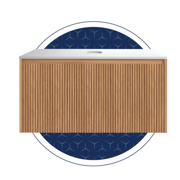 Zara Ribbed 800mm WH Oak Cabinet 1 Drawer
