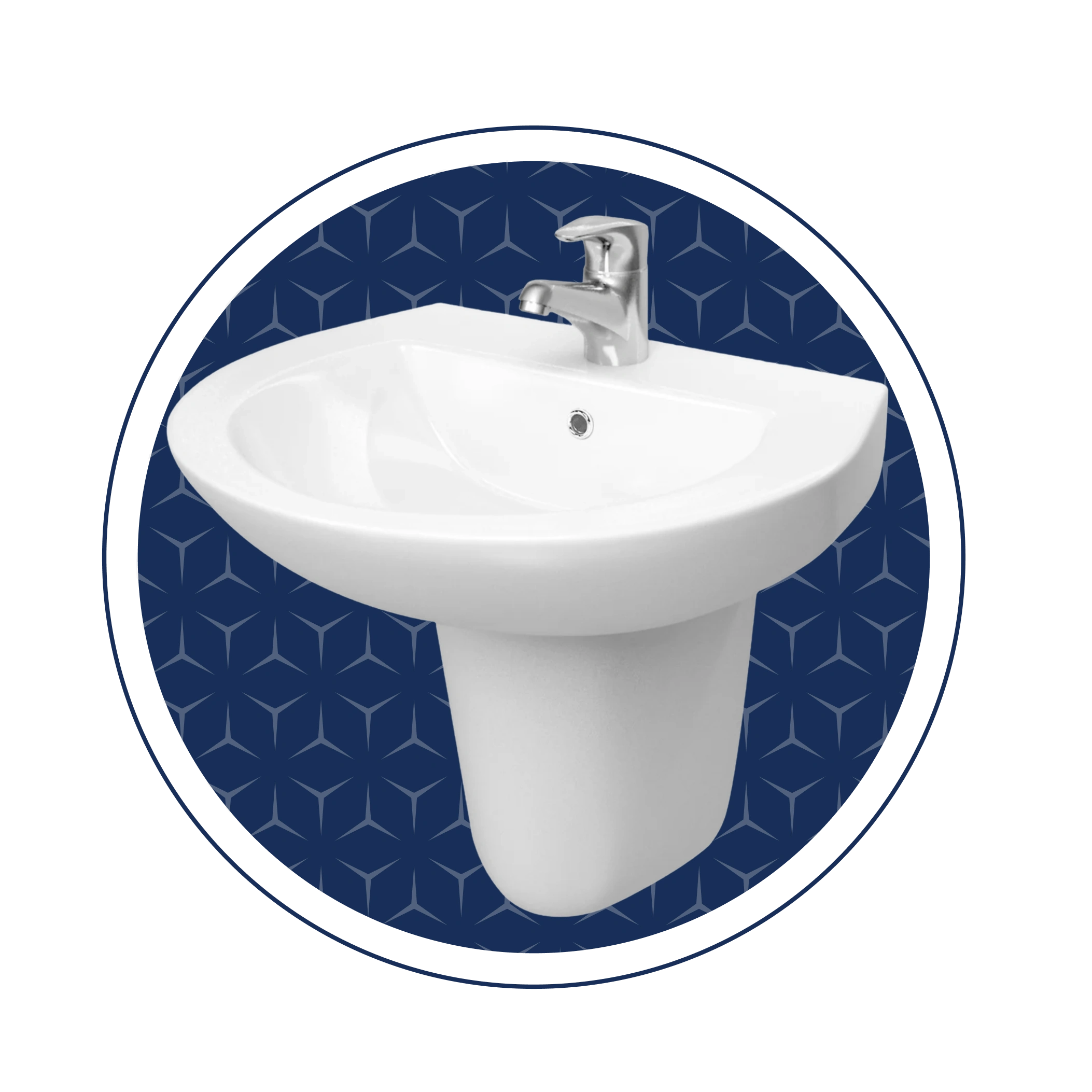 Amalphi 50cm white vitreous china wall-hung basin with semi pedestal